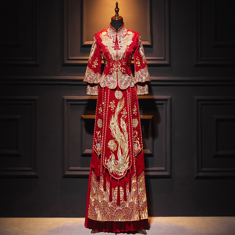 Xiuhe Dress Bride 2026 New Wedding Dress Plus Size Dragon and Phoenix Gown Traditional Chinese Wedding Dress Small Size Kimono Summer