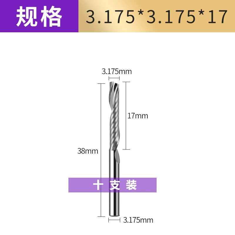 dao cắt mica cnc Chắc Chắn Mũi Khoan 3.175 Mm Đơn Edge Xoắn Ốc Xay Acrylic Khắc Dao Quảng Cáo PVC Cắt Máy Tính Máy Khắc Công Cụ dao cat cnc dao cắt mica cnc Dao CNC