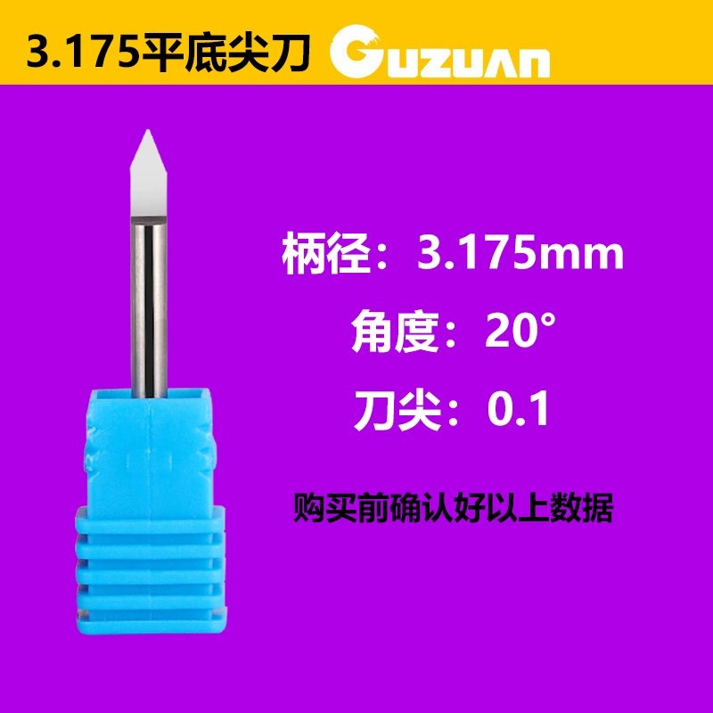 Chắc Chắn Khoan Đáy Bằng Sharp Dao 3.175 Mm Máy Tính Khắc Công Cụ CNC Quảng Cáo Acrylic Côn Giảm Khắc Dụng Cụ đầu kẹp dao phay cnc dao tiện gỗ cnc Dao CNC
