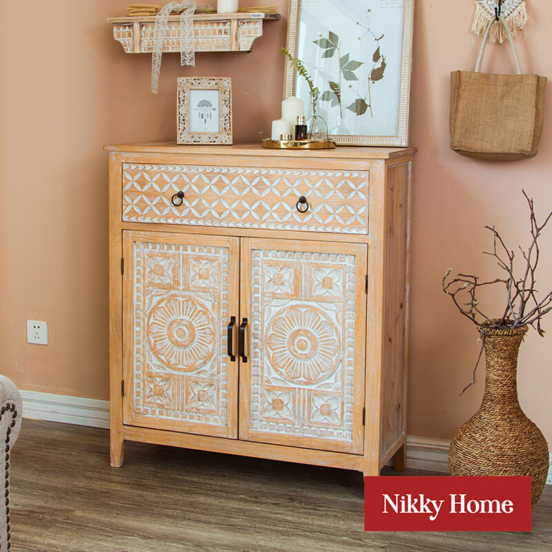 You live in French retro-ancient porch cabinet carved flower Bohemia House living room corridor decorated the wall n