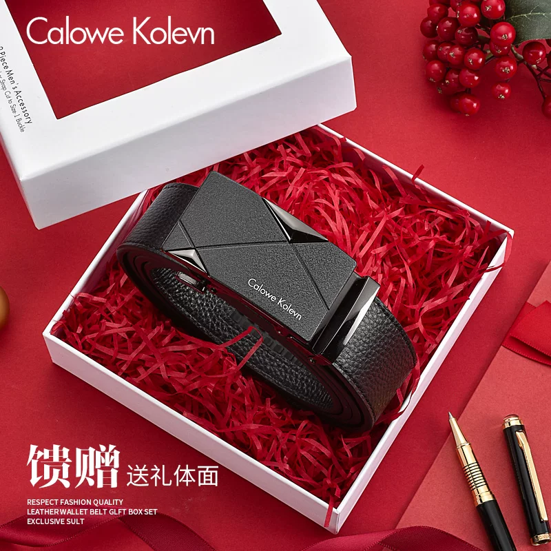 Пояс из натуральной кожи CALOWE KOLEVN с автоматической пряжкой 2026 новая модель, ремень для подарка парню и мужу