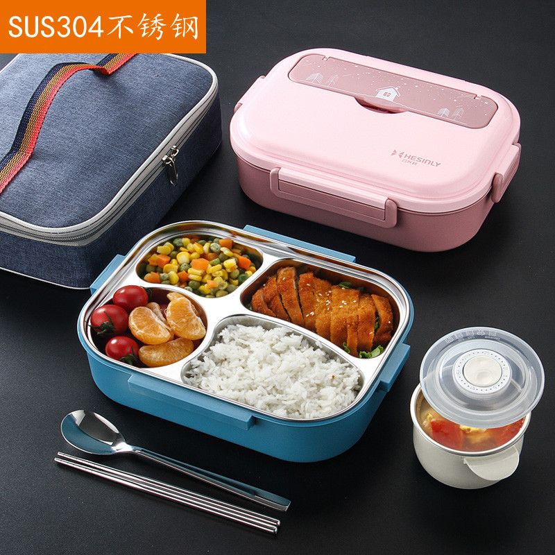 304 stainless steel lunch box separated office workers can carry a small thermal insulation lunch box with students 1 person divided lunch box