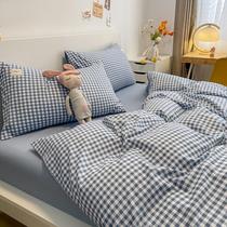 Nordic Ins Wind Teenage Girl Hearts Bed Four Pieces Of Water Washed Cotton Beds Single Quilt Cover Student Dormitory Bed Goods Three Sets 4