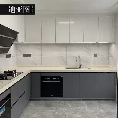 Chengdu Hangzhou kitchen overall cabinet whole house custom open kitchen decoration small apartment L? Car quartz stone countertop