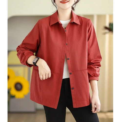 Осенняя рубашка для матери, для среднего возраста, большой размер, в западном стиле