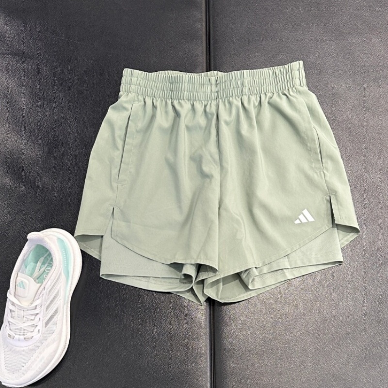 Adidas Women's Breathable Sports Fitness Crew Neck T-Shirt Jz6282 2-in-1 Anti-Exposure Shorts Jn1364