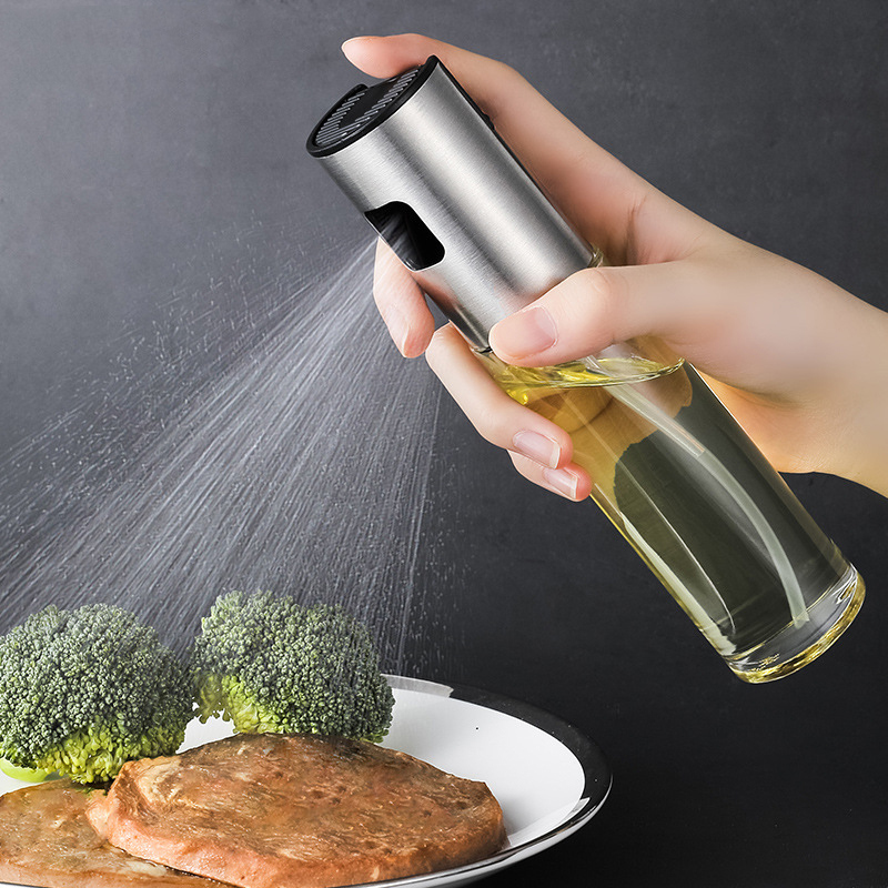 Oil spray bottle kitchen household glass oil spray pot sprayed olive oil edible oil spray mist oil spray pot artifact