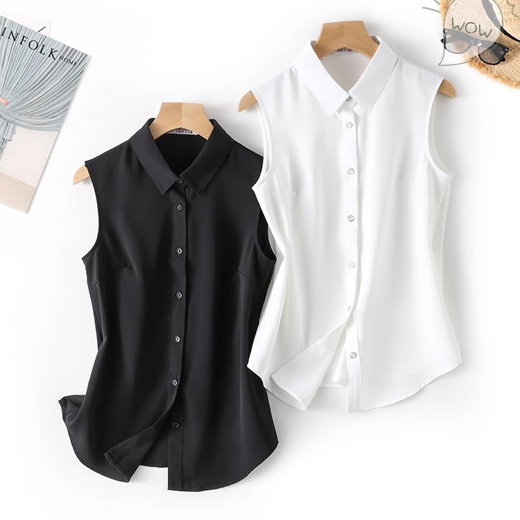 New Fake Collar Korean Style Chiffon Shirt Sleeveless Blouse for Women 2026 Spring and Summer Versatile Base Layer Professional Shirt Vest New Fake Collar Korean Style Chiffon Shirt Sleeveless Blouse for Women 2026 Spring and Summer Versatile Base Layer Professional Shirt Vest