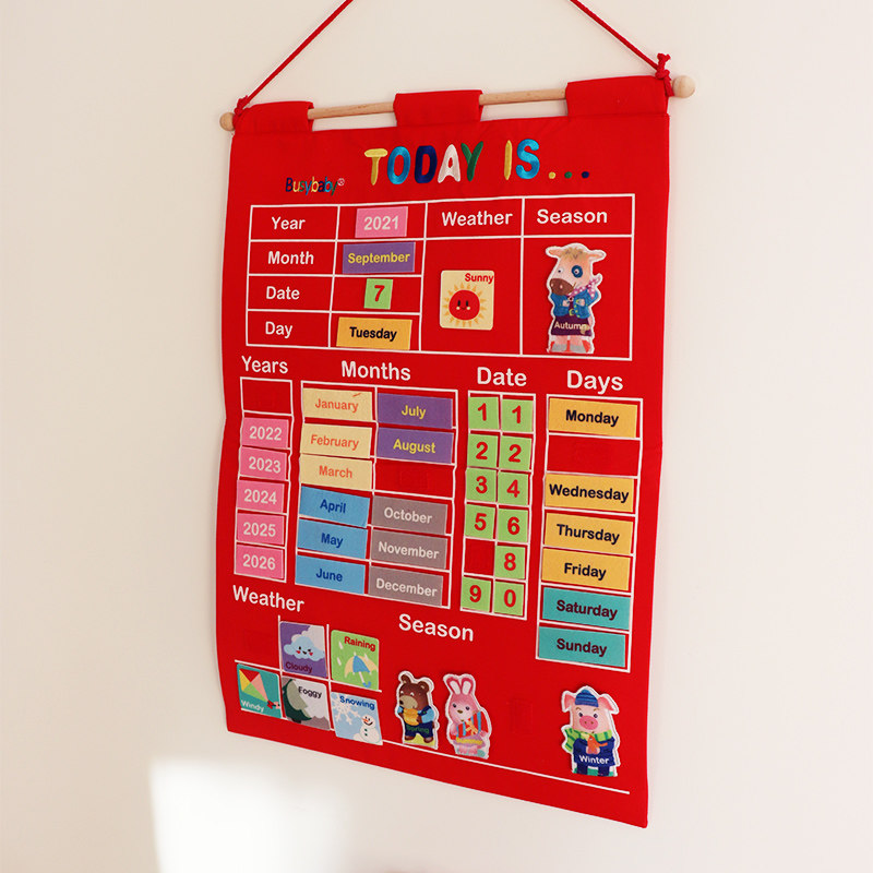 Children Elementary School Early Education Kindergarten English Magic Sticker Weather Season Single Letters Cognition Calendar Hanging Wall Wall Chart