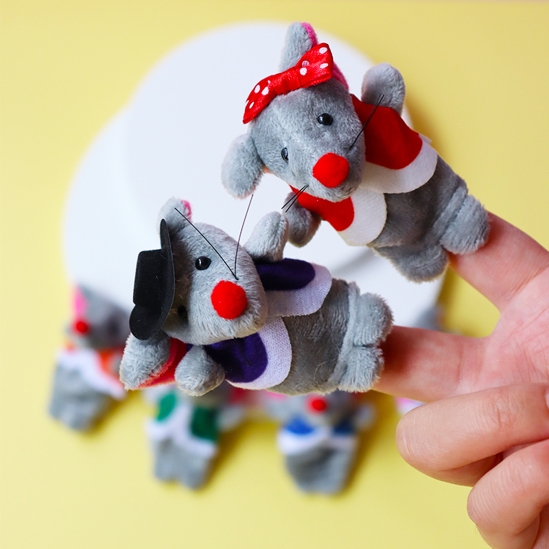 Six mouse English finger doll interactive teaching aids refer to Puppet Pink Puppet girl Children's Toys