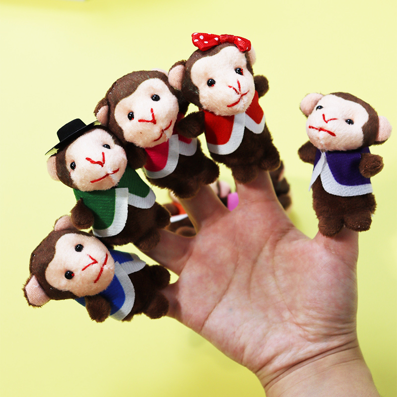 Five monkeys bed jumping English teaching aids plush finger puppets Toy Doll Nursery School Children Finger Dolls