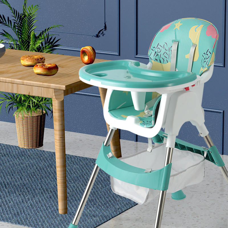 Children's baby dining chair baby eating home anti-fall retractable multi-functional dining car folding child dining table chair