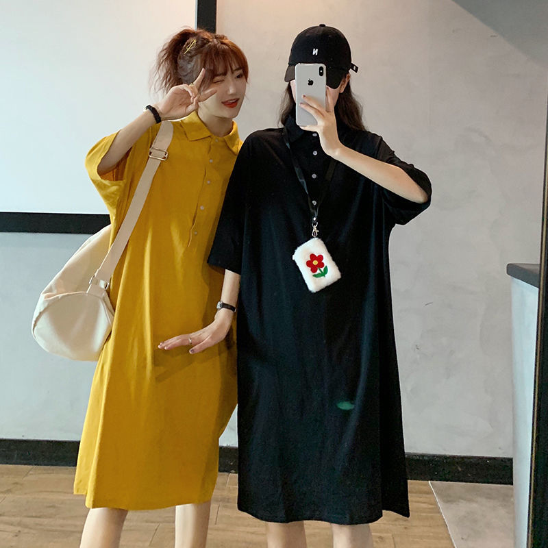 2021 new popular original accommodation loose short sleeve shirt Ocean dress Summer long dress Academy wind salt can be sweet