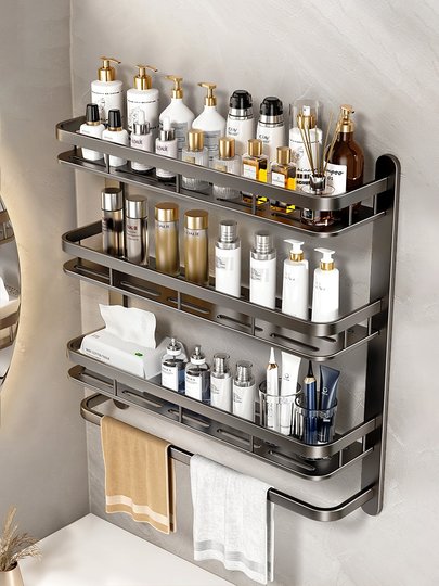 Deutsches Badezimmer-Regal, WC-Wand-WC, Waschbecken, stanzfreier Wand-Raum-Aluminium-Badezimmer-Regal