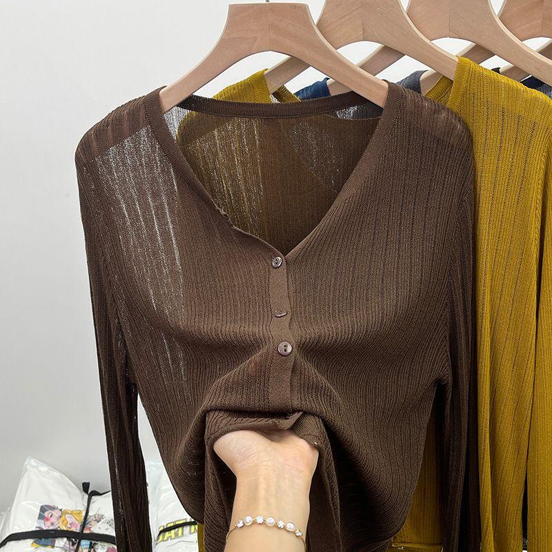 100kg Wearable Summer Ice Silk Knitted Cardigan for Women, Loose Large Size Outer Wear, Sun Protection Top, Thin Knitted Sweater