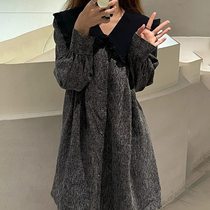 2021 retro temperament design sense niche doll collar dress female autumn and winter loose small man age reduction skirt