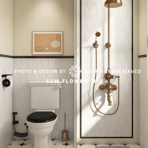 Fa-style retro toilet black and white small flower brick and floor tile toilet green sea kib tile bathroom Kitchen Wall Brick