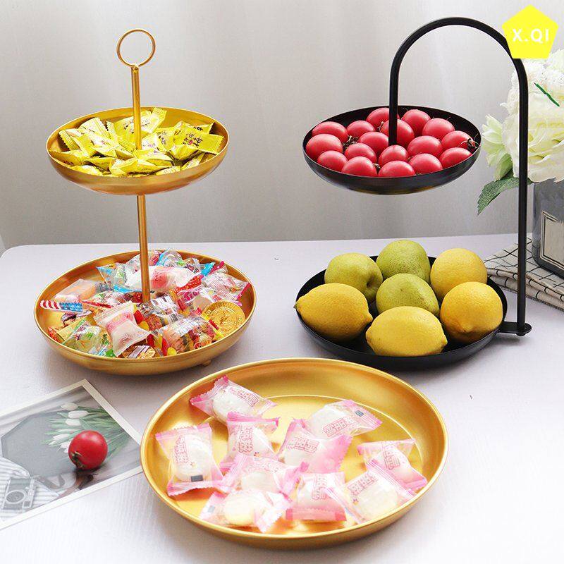 Snack plate high-end fruit plate home 2022 new high-end atmosphere light luxury exquisite front desk candy tray double layer