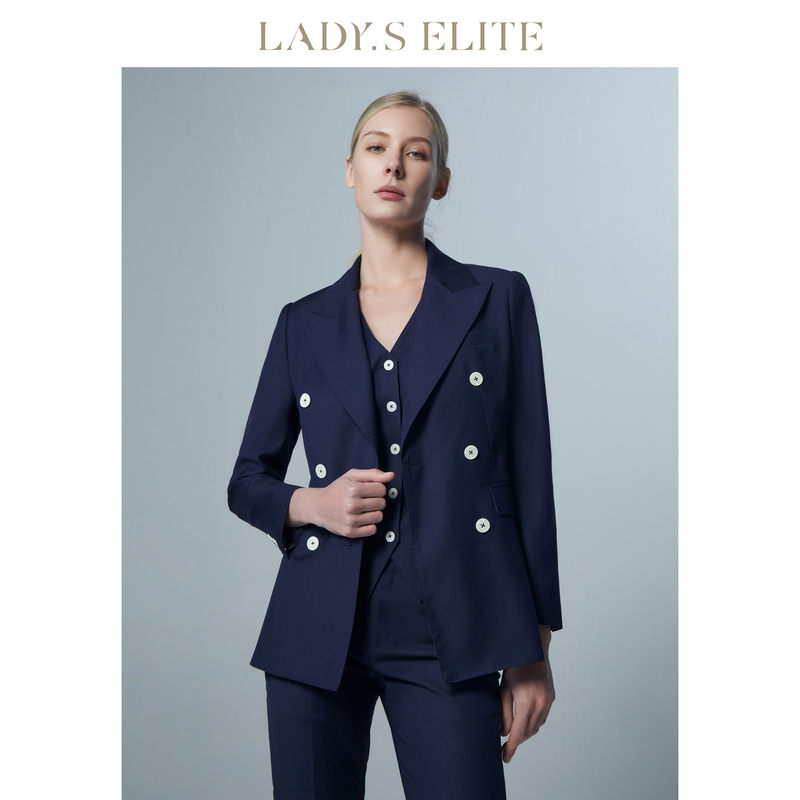 Ladyselite Navy Blue Suit Set for Women, Notched Lapel, Fashionable for Commuting, Office Workers, Professional and Sophisticated Ladyselite Navy Blue Suit Set for Women, Notched Lapel, Fashionable for Commuting, Office Workers, Professional and Sophisticated