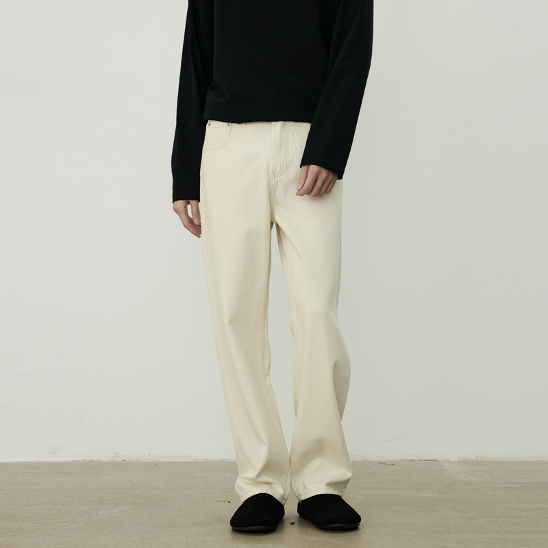 Uzon High-End Beige Jeans for Men, Loose Straight-Leg Pants, Spring and Autumn Style, Apricot-Colored Pants, Lyocell Tencel Pants Uzon High-End Beige Jeans for Men, Loose Straight-Leg Pants, Spring and Autumn Style, Apricot-Colored Pants, Lyocell Tencel Pants