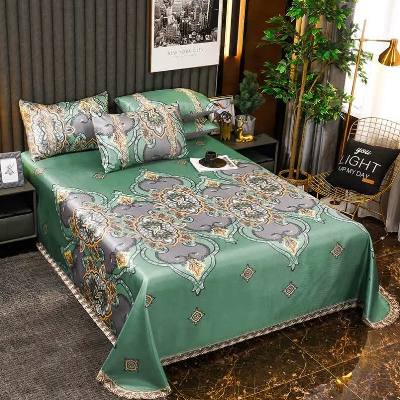  2022 new ice silk cool mat flower side mat single piece 1 8 m 2 0 m single double man bed single air conditioning soft mat