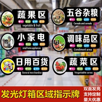 Supermarket regional signs LED double-sided luminous light box mall classification cards Custom hanging cards for commercial use