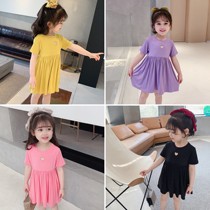 Girls Dress Little girl Baby Princess Dress Childrens short sleeve Solid color skirt Western style children hollow summer dress