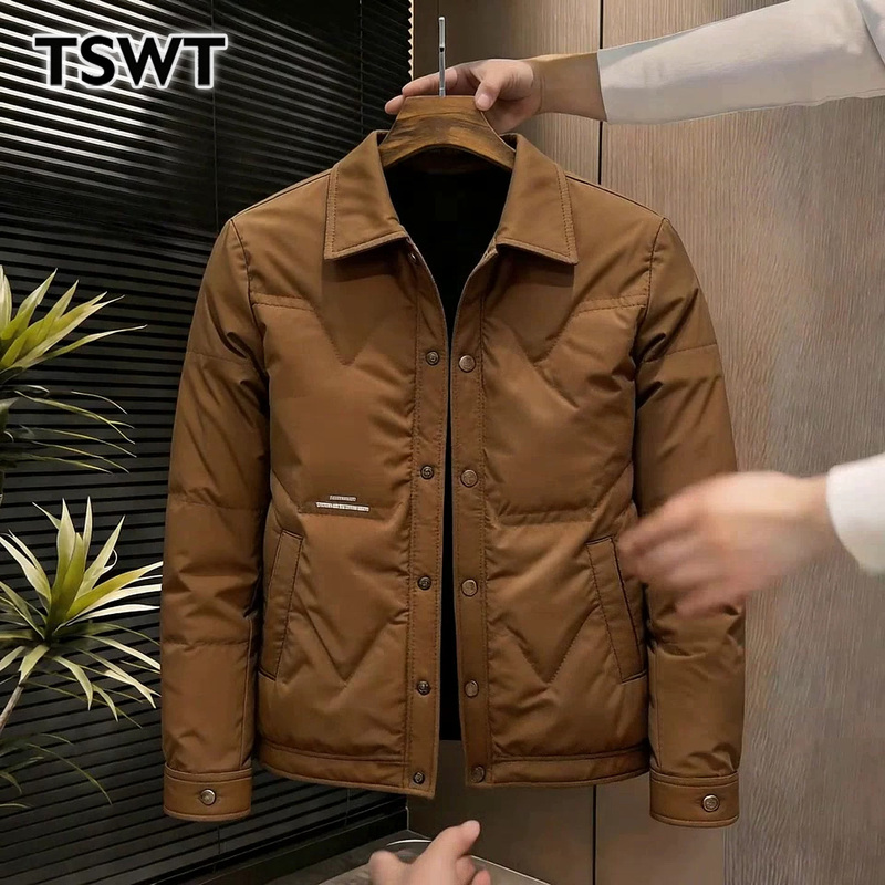 High-End Maillard Brown Lapel Lightweight down Jacket for Men, Autumn/Winter 2026 New Model, Solid Color Versatile Warm Jacket High-End Maillard Brown Lapel Lightweight down Jacket for Men, Autumn/Winter 2026 New Model, Solid Color Versatile Warm Jacket