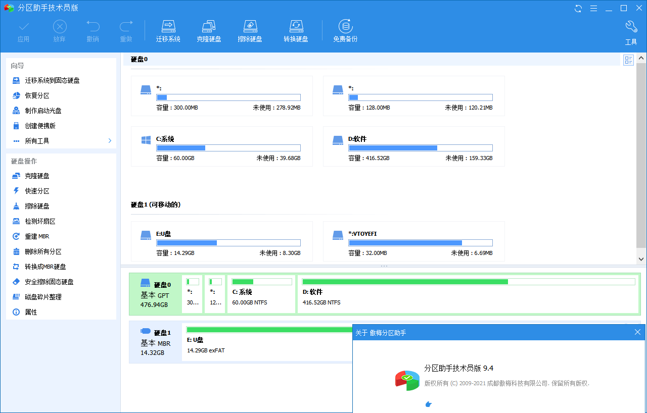 图片[1] - AOMEI PAssist分区助手技术员 v10.9.1 绿色便携版