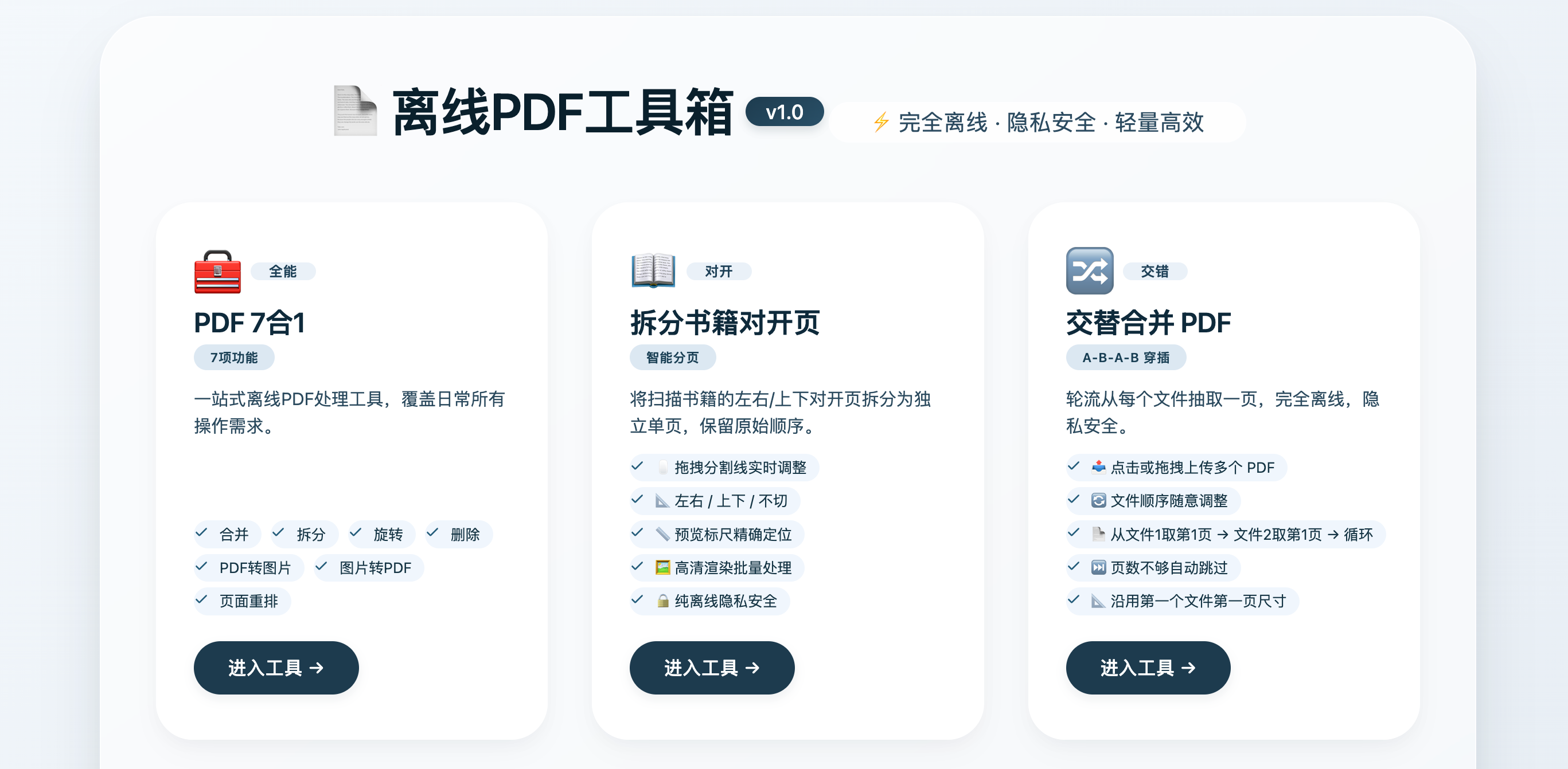 HTML源码 - 离线PDF工具箱单页源码 - 腾飞博客