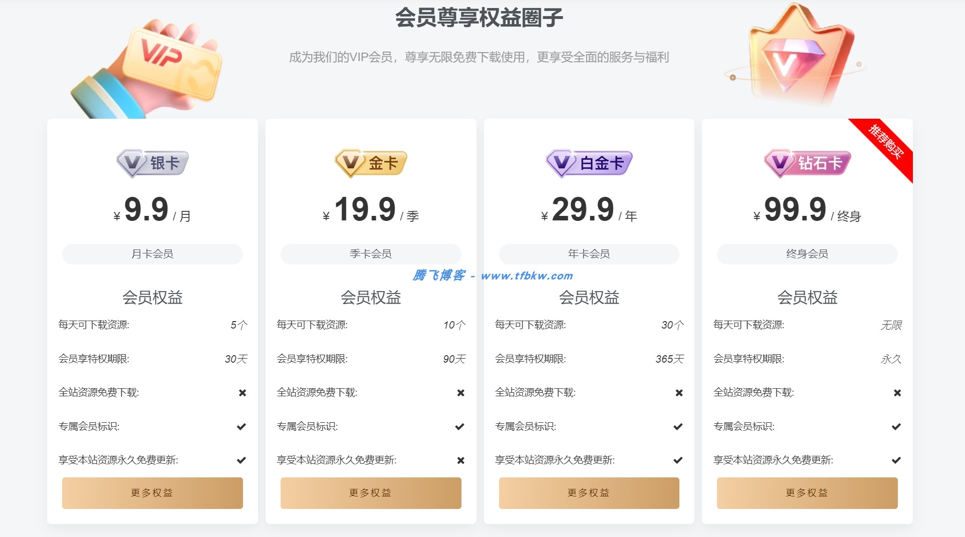 子比主题 – 首页VIP购买小工具（第二版） - 腾飞博客