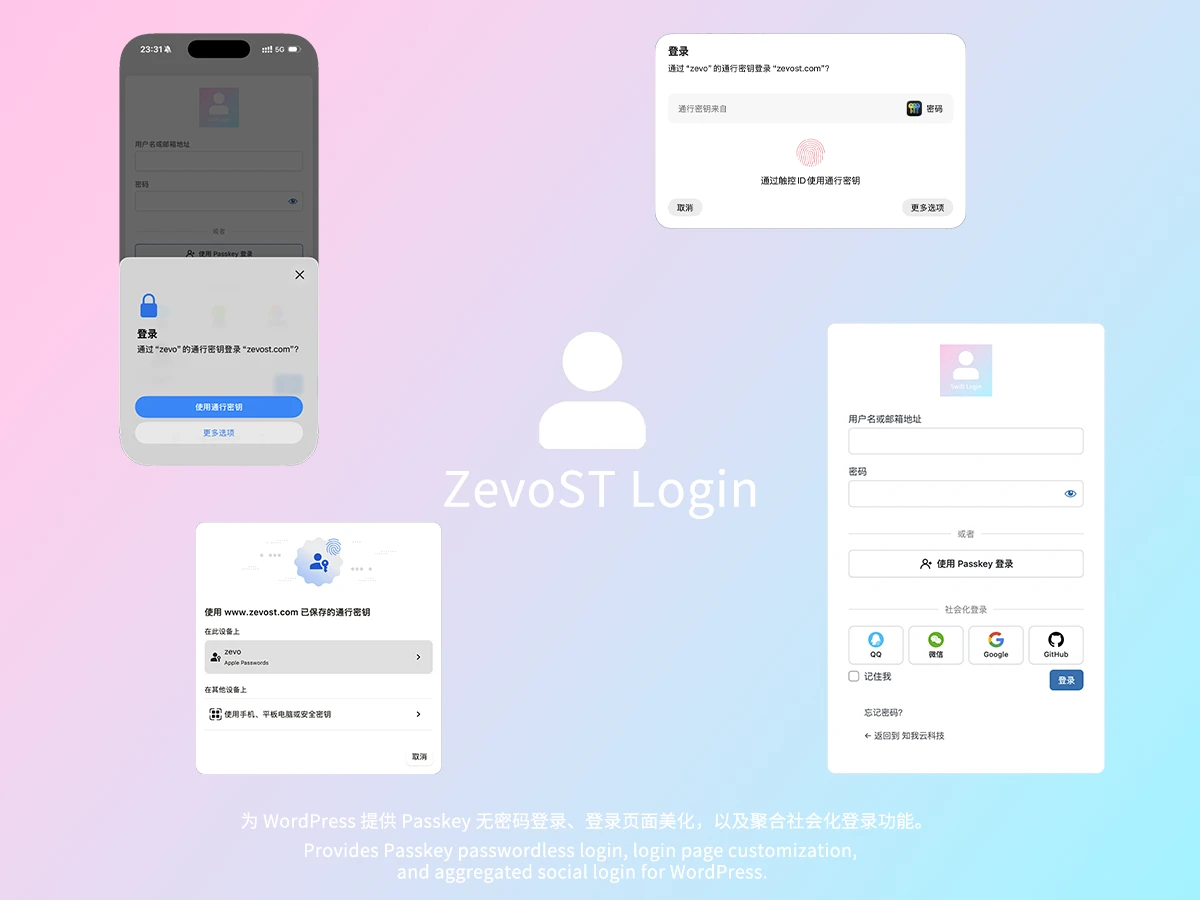 WordPress插件 - ZevoST Login登录插件 - 腾飞博客
