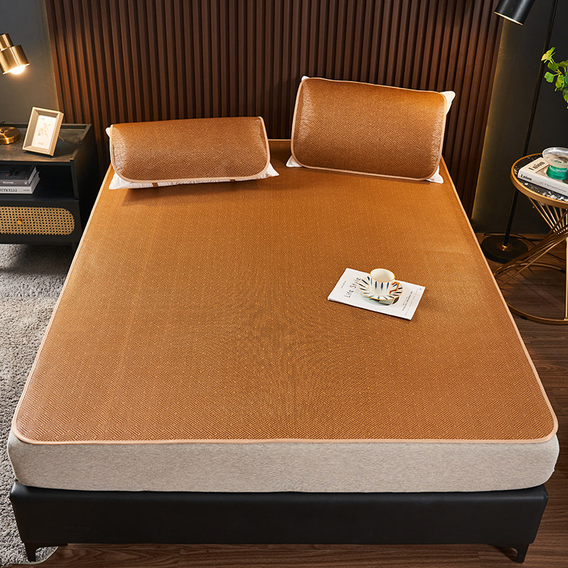 Ice Silk Cool Mat Summer Rattan Mat three sets Folds Sheets Student Dorm Room Single Summer Soft Mat Washable