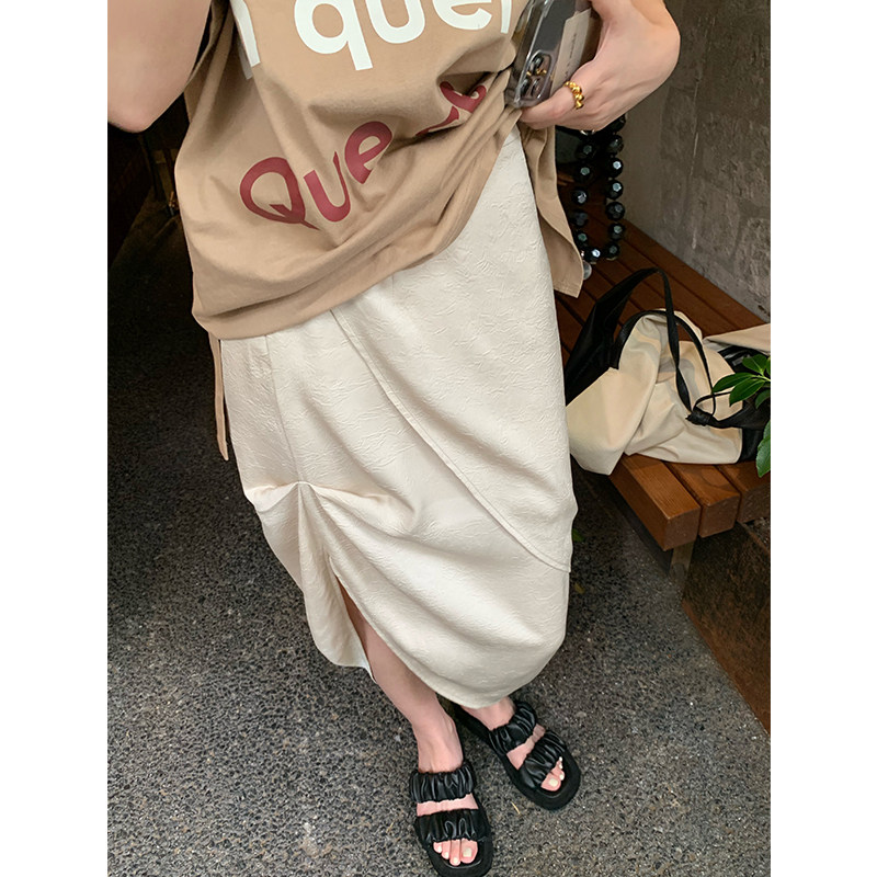 Ren Xiaoyi Lit e mode cover crotch skirt high waist thin irregular skirt summer thin section midi skirt women