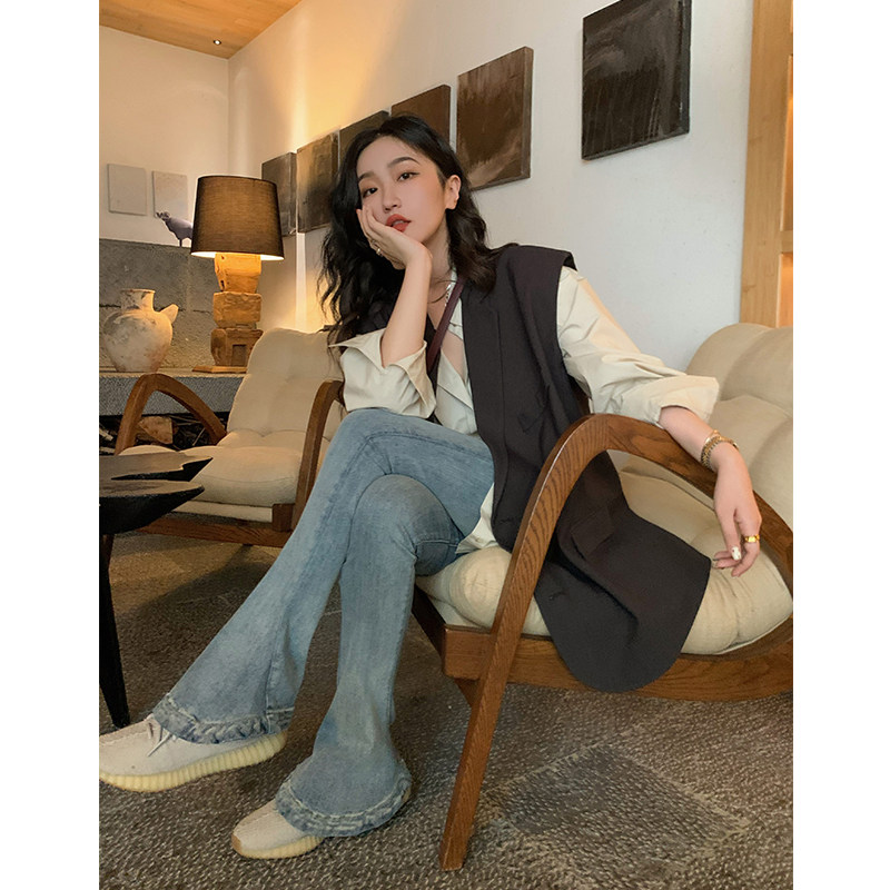 Ren Xiaoyi Lito E Mode Suit Vest Lady Spring Autumn 2022 New Medium Long Version Vest Waistcoat Jacket