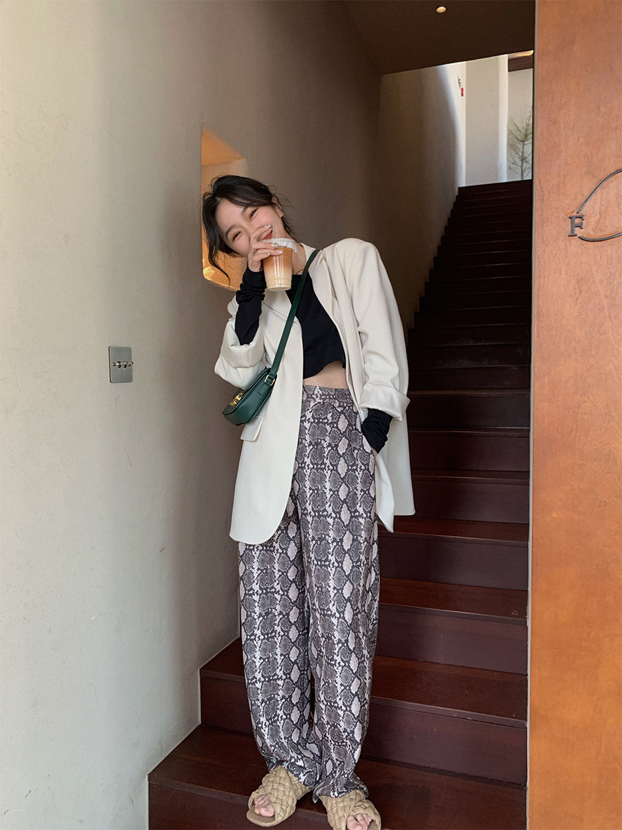 Ren Xiaoyi Lit e mode mopping wide leg pants women's high waist hanging loose casual straight pants trousers snake pants