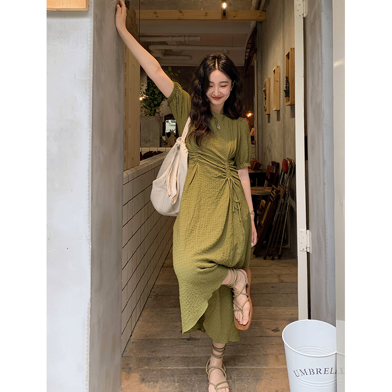 Ren Xiaoyi skirt schoolgirl French vintage drawstring dress fairy qi waist thin tea break first love long skirt