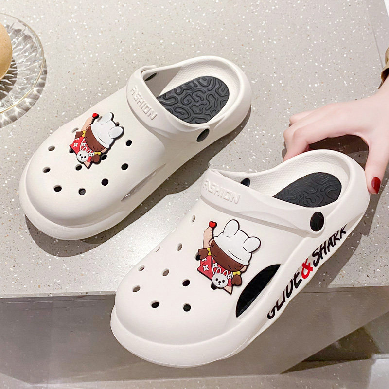 Cave shoes women's non-slip thick-soled cartoon cute net red couple nurse beach bag head sandal slippers female summer outside wear