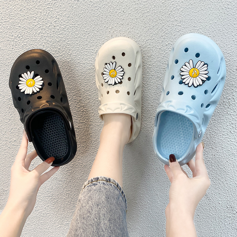 Anti-Slip Dongle Shoes Women Ins Tide Thick Bottom Breathable Baotou Sandal Sandal Beach Shoes Home Slippers Women Summer Wear New