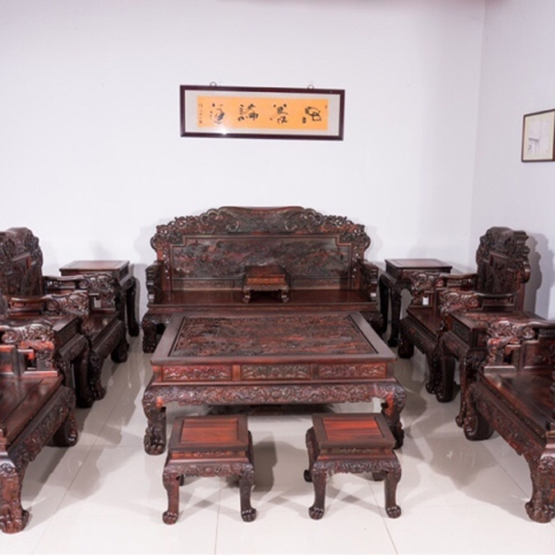New product blood sandalwood (African lobular red sandalwood) solid wood furniture classical Chinese single-item sofa eleven sets are available