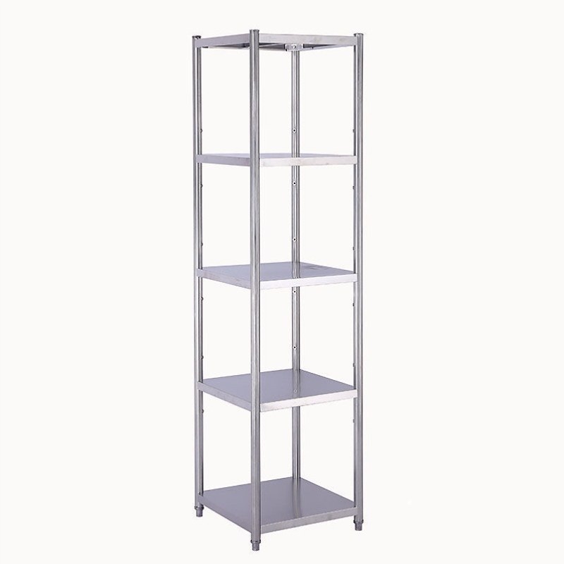 Thickened stainless steel kitchen slot rack square microwave oven rack multi-layer pot rack three-layer floor-to-ceiling storage rack