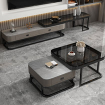 Slate square coffee table minimalist light luxury home living room small apartment modern internet celebrity new glass storage coffee table