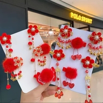 New Year Hair Accessories Hair Accessories Childrens New Year Ropes Nets Red 2022 New Baby Girl Happy Hair Circles Sweet And Cute