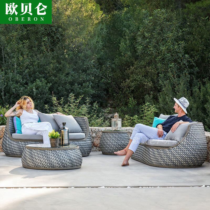 Outdoor courtyard rattan round sofa villa terrace leisure rattan chair furniture outdoor waterproof sunscreen round sofa