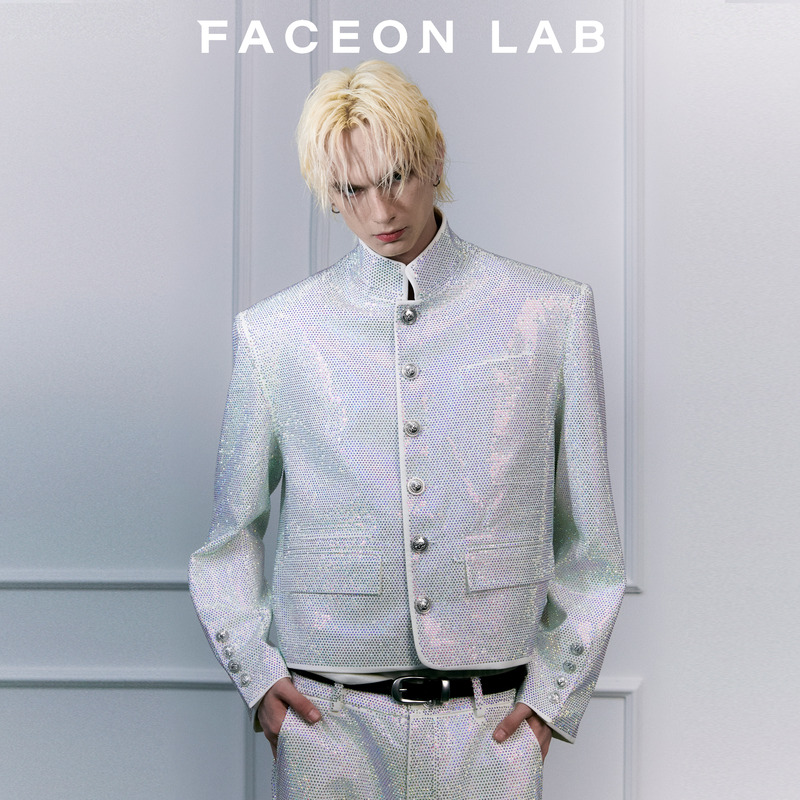 [Same Style as Liu Xianhua] Faceonlab Brand Sparkling Diamond Jacket Dress for Host Stage Performance Men's Clothing