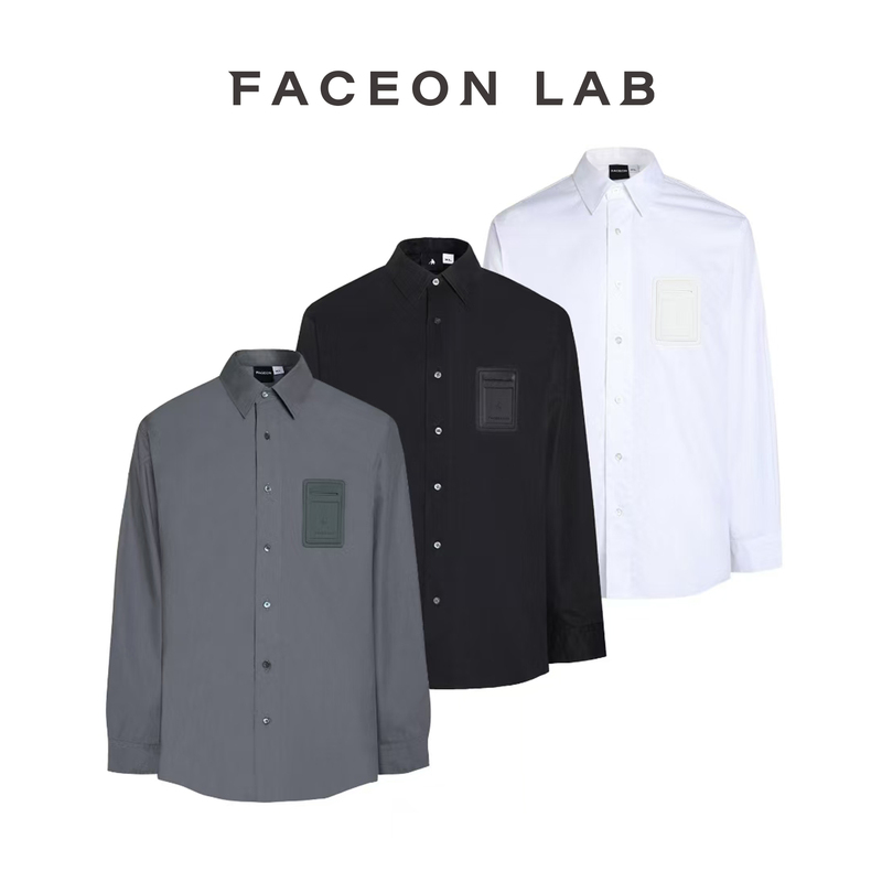 Faceonlab Simple and Versatile Solid Color Shirt Designer Celebrity Style Long-Sleeve Shirt Faceonlab Simple and Versatile Solid Color Shirt Designer Celebrity Style Long-Sleeve Shirt