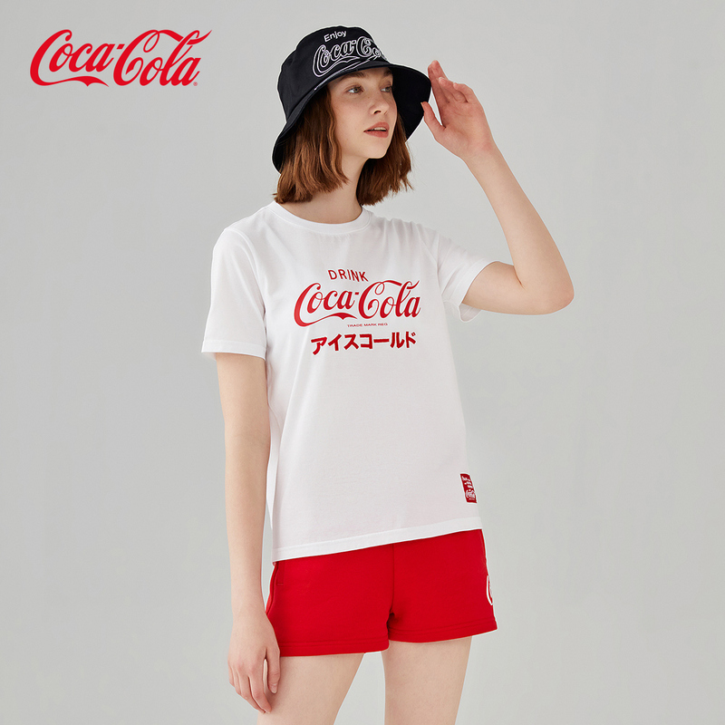 Coca-Cola/Coca-Cola Official Short-Sleeved Summer Logo Pure Cotton Loose Round Neck Printed T-Shirt Trendy