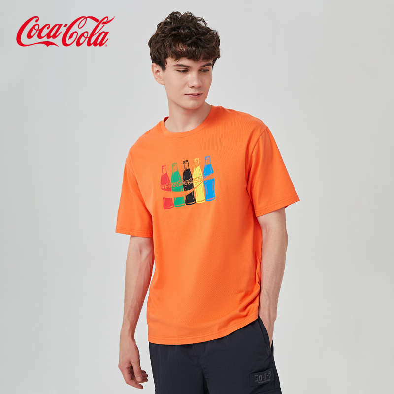 Coca-Cola/Coca-Cola Short-Sleeved Men's and Women's 2021 Summer New Coke Bottle Printed Sports and Leisure T-Shirt