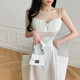 2023 Summer New Temperament Goddess Fan Waist Slimming French Fairy Dress Small Dress Backless Suspender Dress