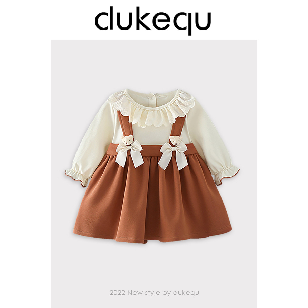 Duke fun girls' dress spring 2022 new foreign style one-year-old baby dress fake two-piece children's princess dress